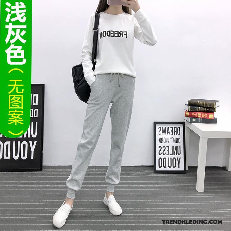Broek Dames Losse Dunne Voorjaar Casual Broek Student Joggingbroek Grijs Donker