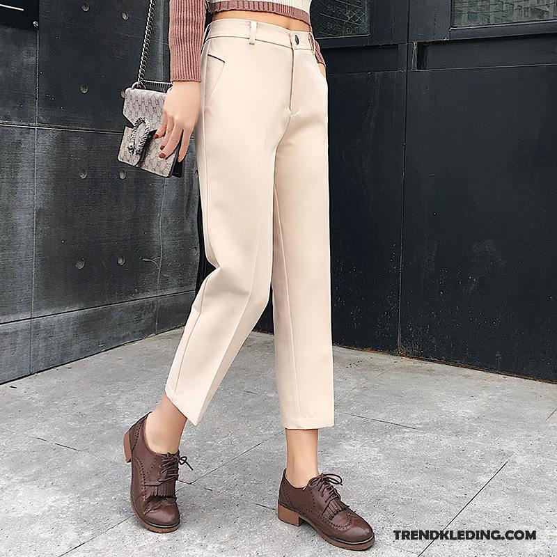 Broek Dames Voorjaar Casual Pak Hoge Taille Rechtdoor 2018 Karamel Kleur Beige