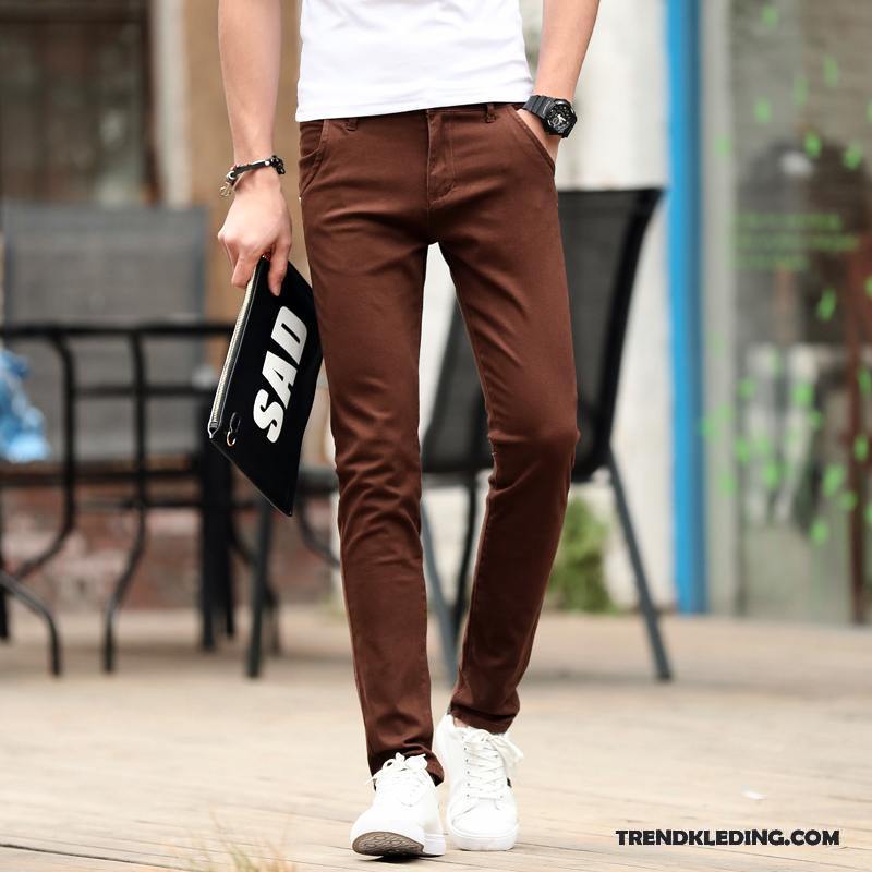 Broek Heren 2018 Mannelijk Slim Fit Potlood Broek Zomer Trend Kaki