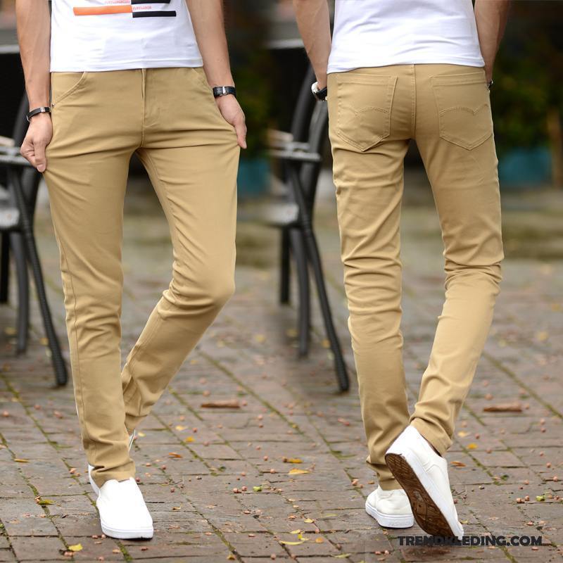 Broek Heren Lange Nieuw Casual Broek Slim Fit Elastiek Jeugd Hemelsblauw