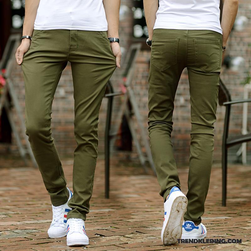 Broek Heren Lange Nieuw Casual Broek Slim Fit Elastiek Jeugd Hemelsblauw