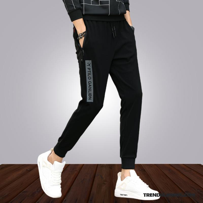 Broek Heren Mannelijk Casual Broek Trend Mini Joggingbroek Slim Fit Zwart