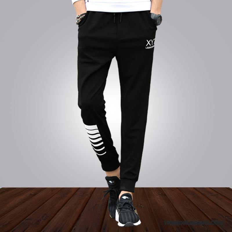 Broek Heren Mannelijk Casual Broek Trend Mini Joggingbroek Slim Fit Zwart