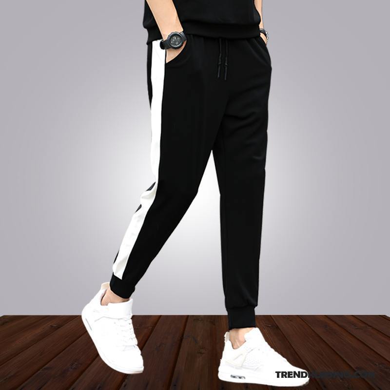 Broek Heren Mannelijk Casual Broek Trend Mini Joggingbroek Slim Fit Zwart