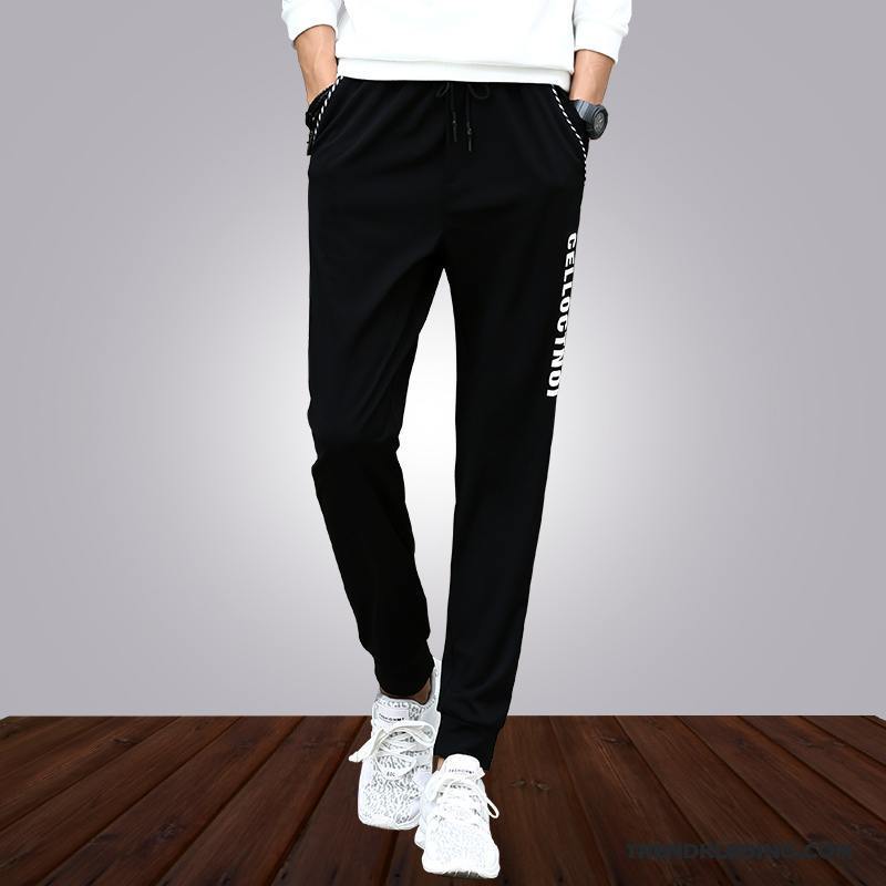 Broek Heren Mannelijk Casual Broek Trend Mini Joggingbroek Slim Fit Zwart