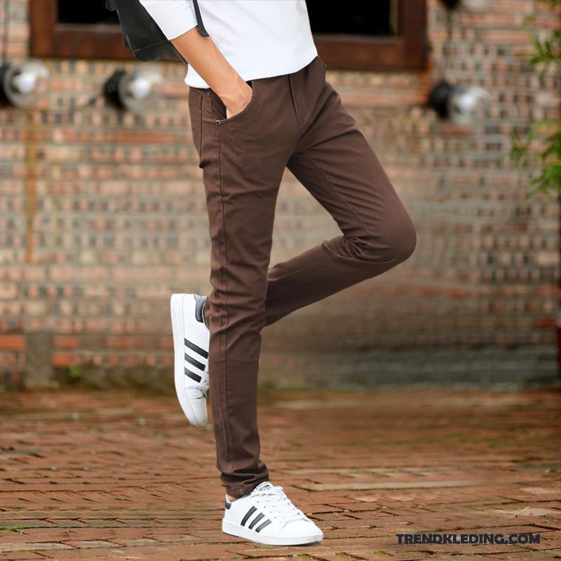 Broek Heren Slim Fit Casual Broek Lange Nieuw Elastiek Trend Rode Wijn