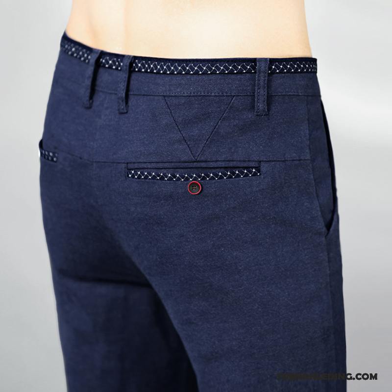 Broek Heren Slim Fit Jeugd Mini Casual Broek Elastiek Nieuw Blauw