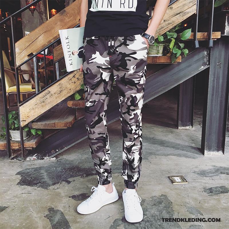 Broek Heren Slim Fit Mini Joggingbroek Harlan Mannelijk Casual Broek Camouflage Zwart