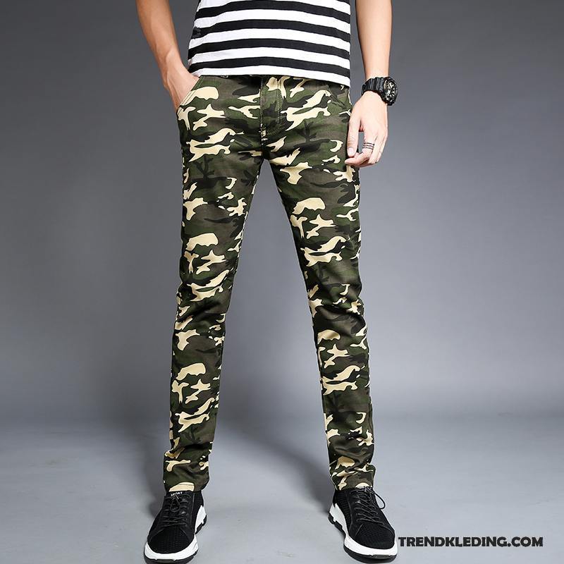 Cargobroek Heren Cargo Broek Dun Sport Voorjaar Potlood Broek Slim Fit Camouflage Kleur