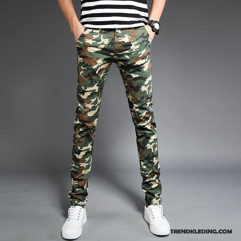 Cargobroek Heren Cargo Broek Dun Sport Voorjaar Potlood Broek Slim Fit Camouflage Kleur