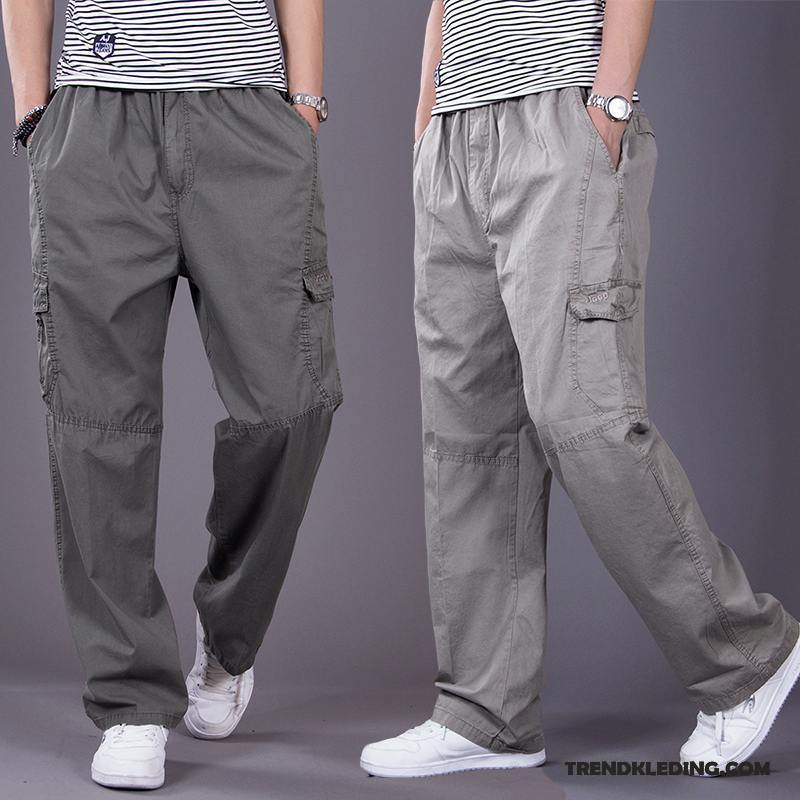 Cargobroek Heren Cargo Broek Joggingbroek Casual Broek Grote Maten Meer Zakken Losse Grijs