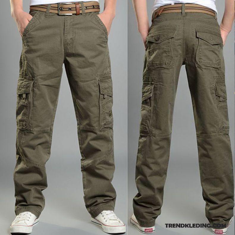 Cargobroek Heren Casual Sport Losse Voorjaar Cargo Broek Meer Zakken Camouflage Grijs Donker