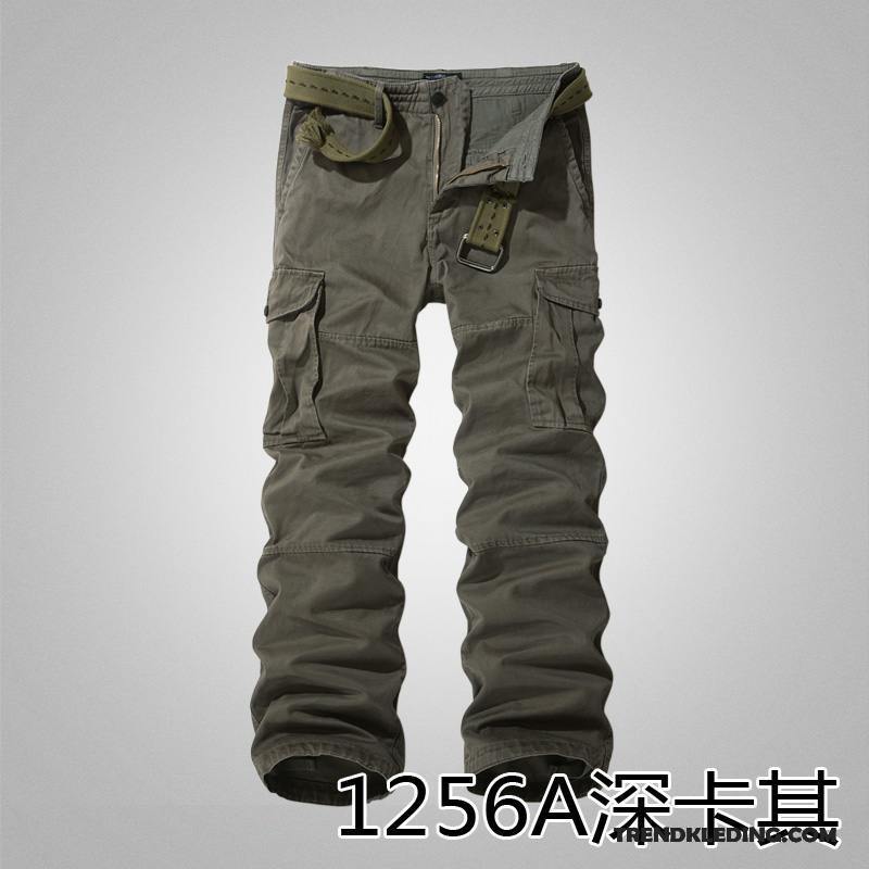 Cargobroek Heren Meer Zakken Trend Rechtdoor Herfst Slim Fit Casual Broek Camouflage Wit Beige