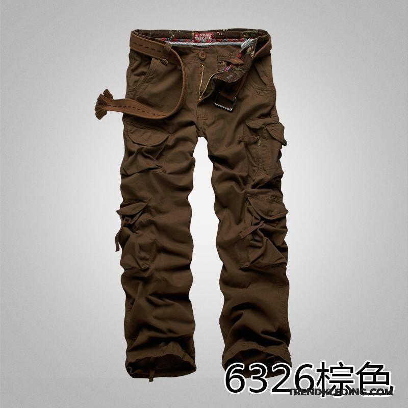 Cargobroek Heren Meer Zakken Trend Rechtdoor Herfst Slim Fit Casual Broek Camouflage Wit Beige