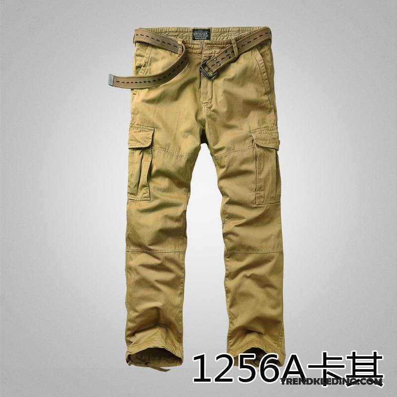 Cargobroek Heren Meer Zakken Trend Rechtdoor Herfst Slim Fit Casual Broek Camouflage Wit Beige