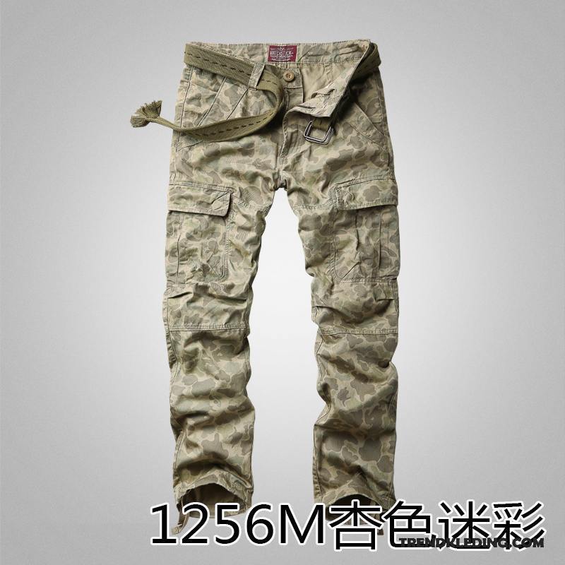 Cargobroek Heren Meer Zakken Trend Rechtdoor Herfst Slim Fit Casual Broek Camouflage Wit Beige