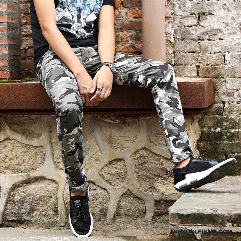 Cargobroek Heren Sport Potlood Broek Dun Cargo Broek Casual Broek Elastiek Legergroene Camouflage