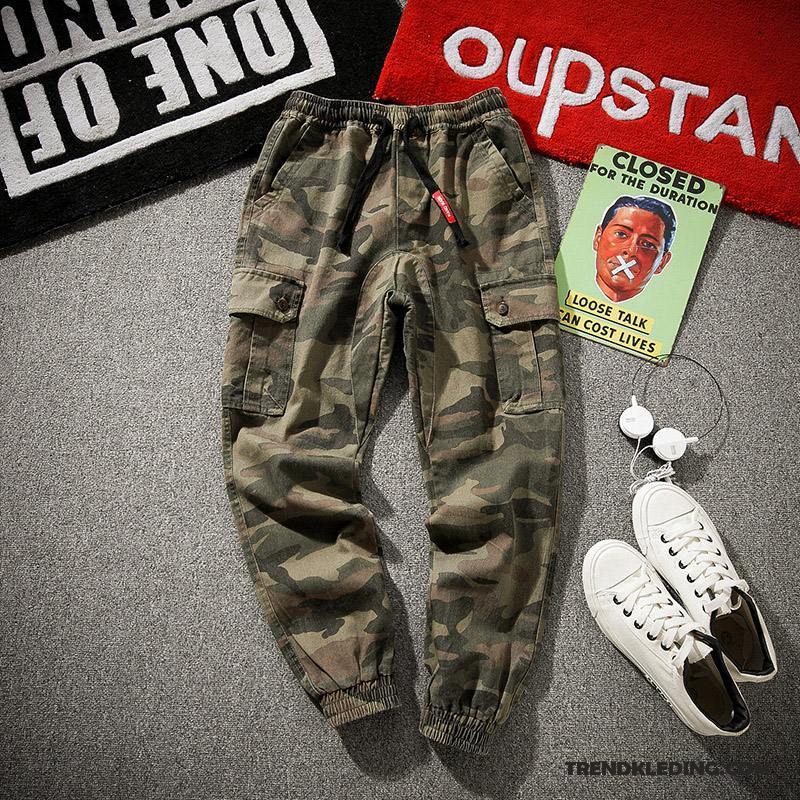 Cargobroek Heren Trend Harlan Strak Casual Broek Student Cargo Broek Legergroene Camouflage