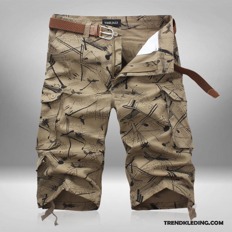 Cargobroek Heren Voorjaar Herfst Rechtdoor Casual Broek Lange Losse Donkerblauwe Camouflage