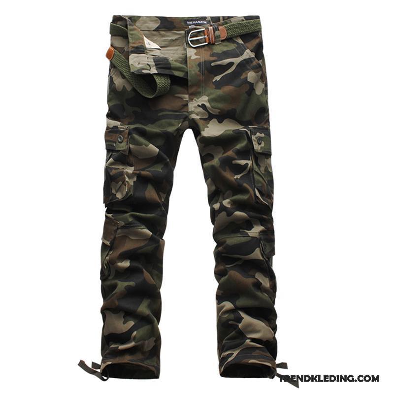 Cargobroek Heren Voorjaar Herfst Rechtdoor Casual Broek Lange Losse Donkerblauwe Camouflage