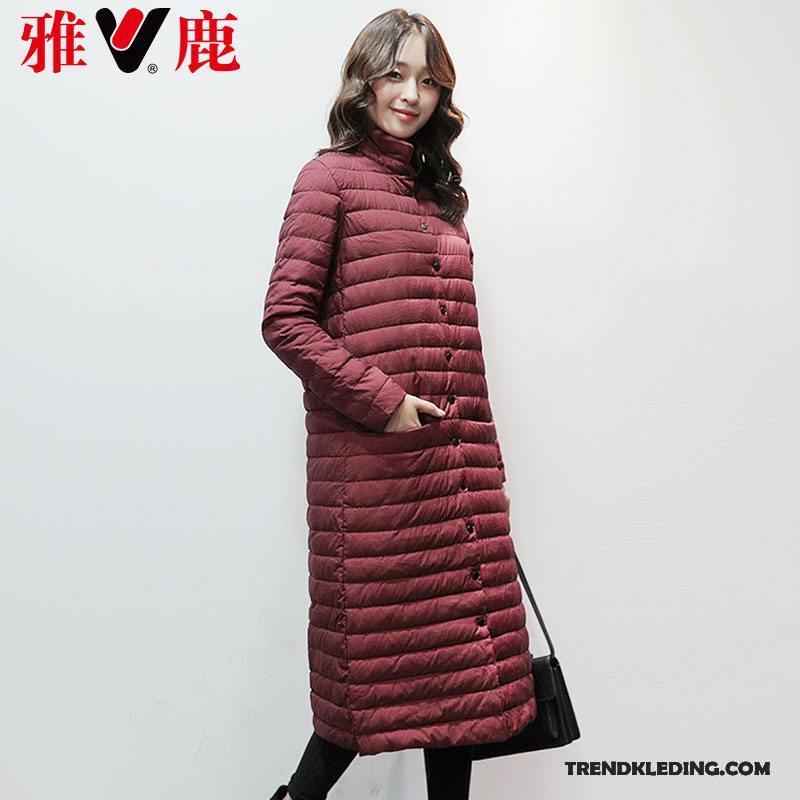 Donsjas Dames Winter Hoge Kraag Nieuw Lichte En Dun Slim Fit Lang Rood