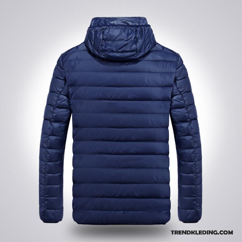 Donsjas Heren Kort Outdoor Donsjack Super Mooi Lichte En Dun Blauw Wit