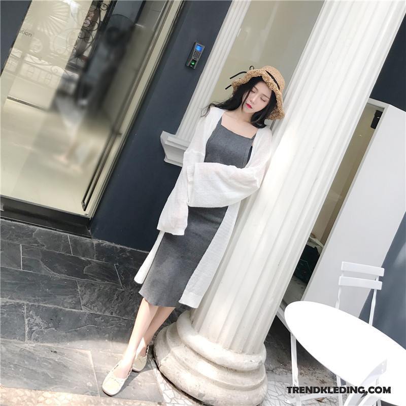 Gebreid Vest Dames Bescherming Tegen De Zon Cardigan Vintage Jas Dunne Breien Abrikoos Kleur Roze