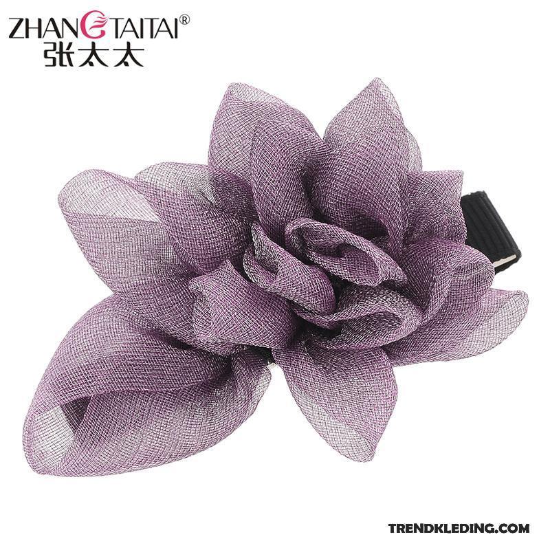 Haarspeld Dames Haaraccessoires Pony Bloemen Doek Haarclip Hoofdtooi Purper