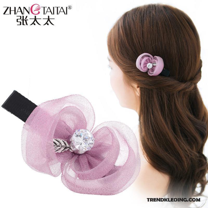 Haarspeld Dames Haaraccessoires Pony Bloemen Doek Haarclip Hoofdtooi Purper