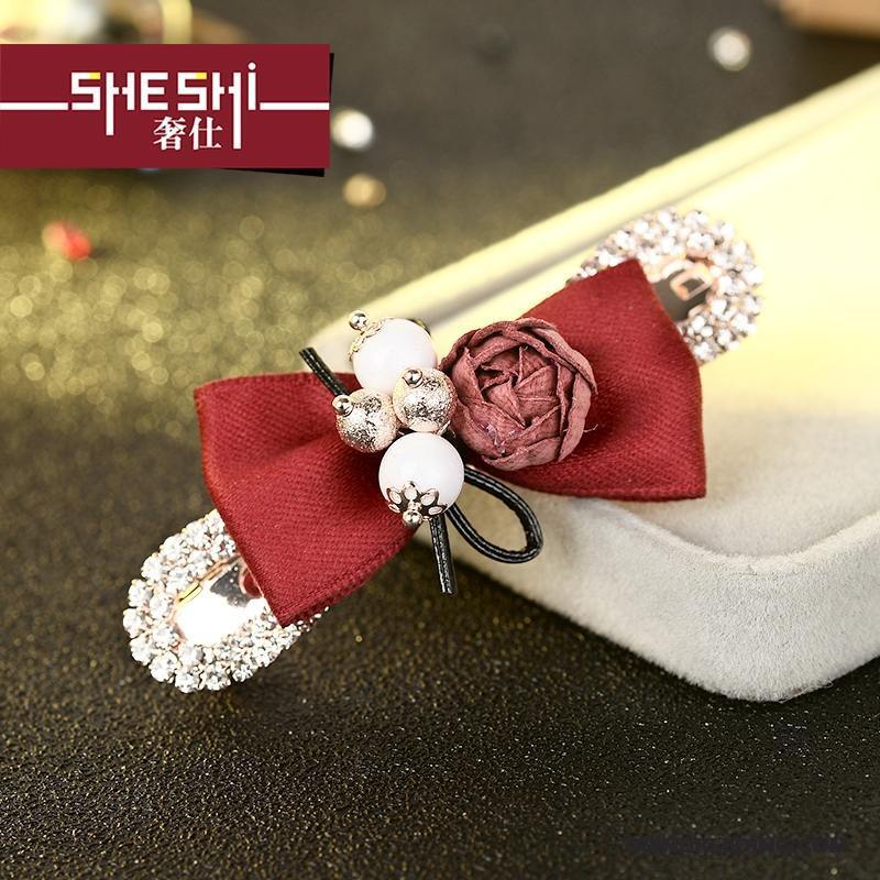 Haarspeld Dames Haarclip Parel Hoofdtooi Bloemen Paardenstaart Strass Roze