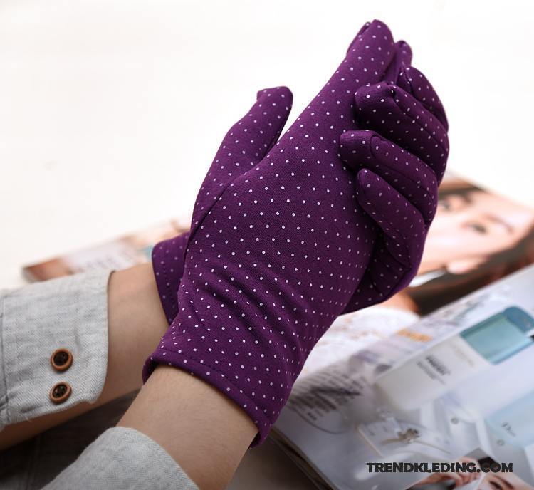 Handschoenen Dames Ademend Herfst Autorijden Voorjaar Korte Geborduurde Effen Kleur Grijs