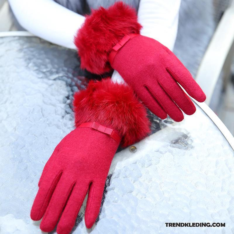 Handschoenen Dames Breien Wol Mode Vijf Vingers Blijf Warm Winter Geel