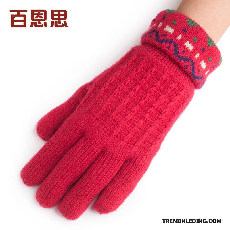 Handschoenen Dames Cyclus Wollen Winter Blijf Warm Verdikken Breien Blauw