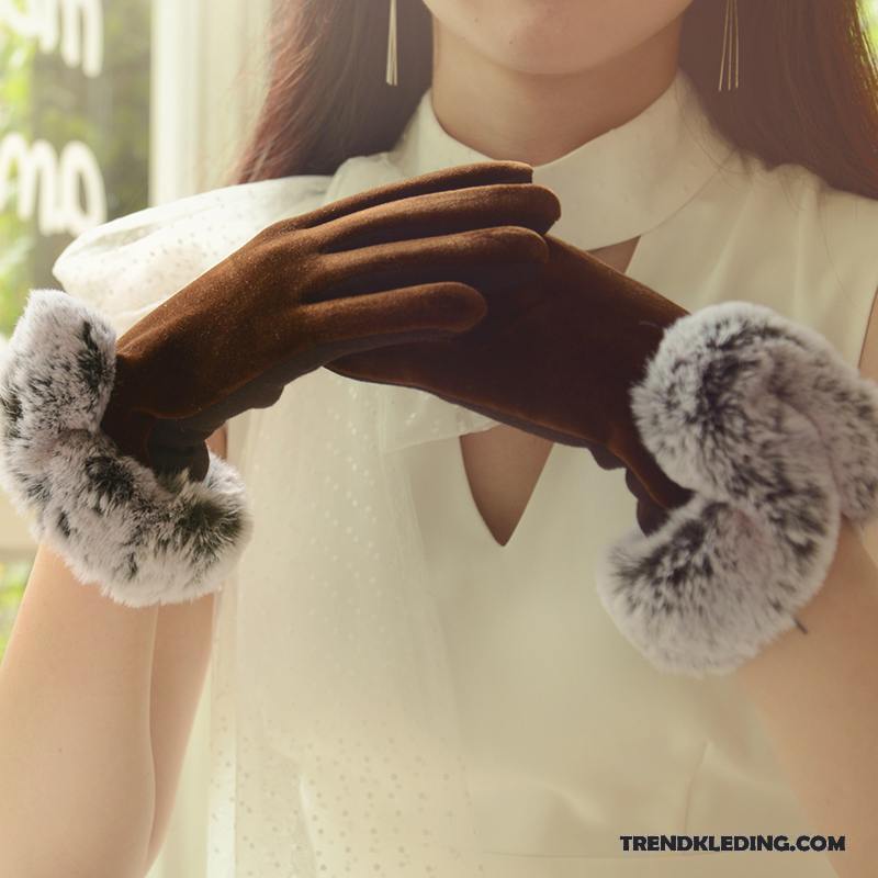 Handschoenen Dames Fluweel Zachte Winter Herfst Touchscreen Zijde Zwart