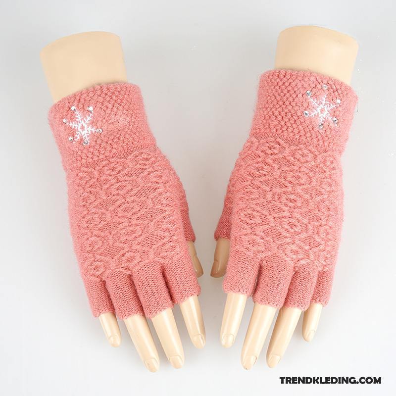 Handschoenen Dames Halve Vinger Breien Student Winter Blijf Warm Wollen Effen Kleur