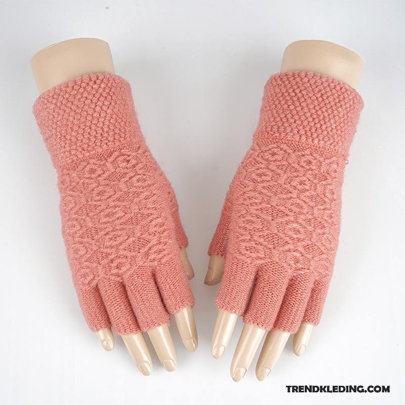 Handschoenen Dames Halve Vinger Breien Student Winter Blijf Warm Wollen Effen Kleur