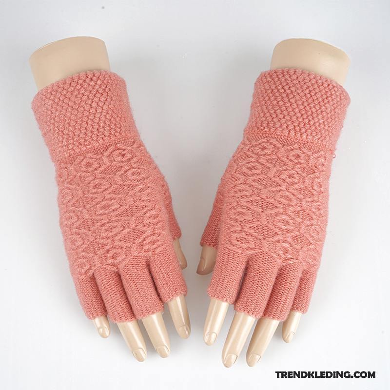Handschoenen Dames Halve Vinger Breien Student Winter Blijf Warm Wollen Effen Kleur