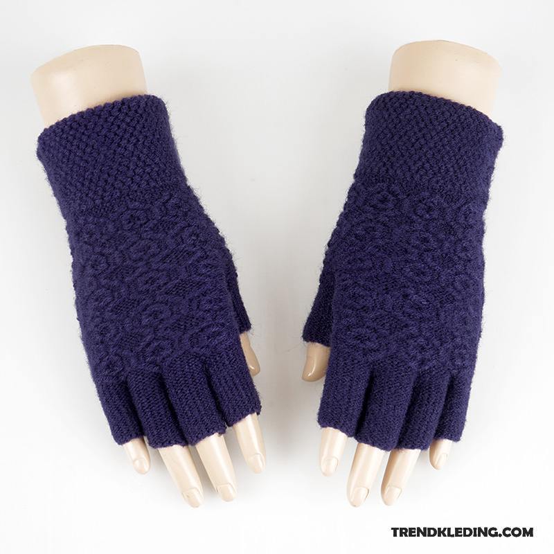 Handschoenen Dames Halve Vinger Breien Student Winter Blijf Warm Wollen Effen Kleur