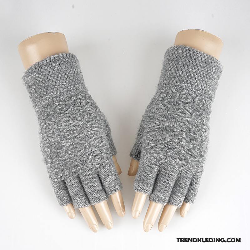 Handschoenen Dames Halve Vinger Breien Student Winter Blijf Warm Wollen Effen Kleur