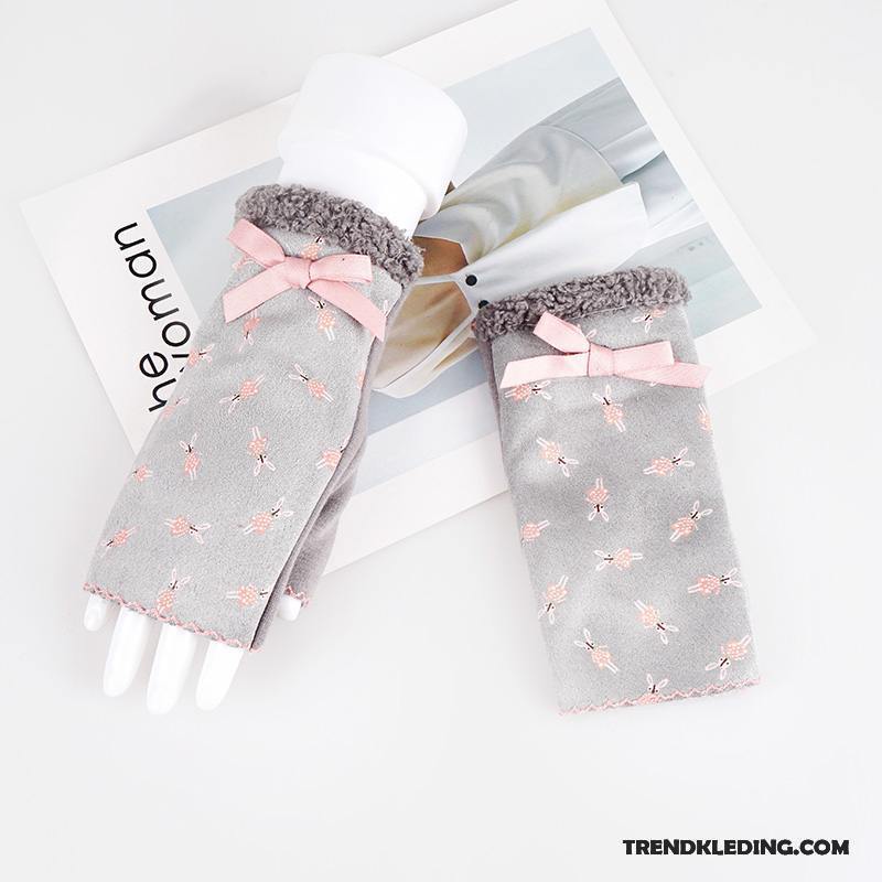 Handschoenen Dames Halve Vinger Schattig Winter Herfst Student Pluche