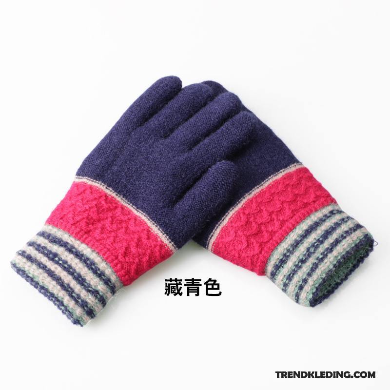 Handschoenen Dames Herfst Breien Wollen Winter Outdoor Blijf Warm Wit Beige