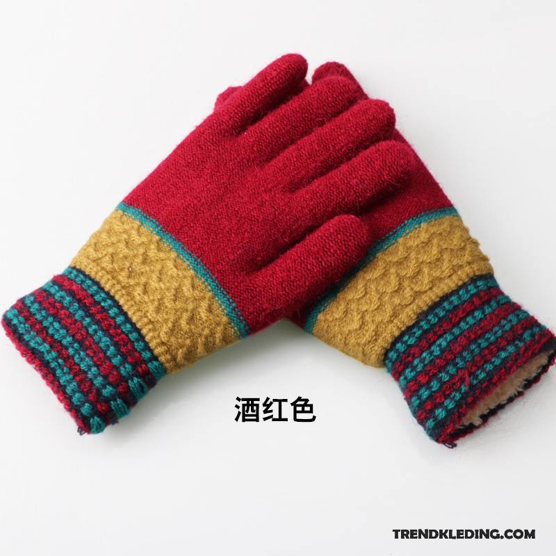 Handschoenen Dames Herfst Breien Wollen Winter Outdoor Blijf Warm Wit Beige