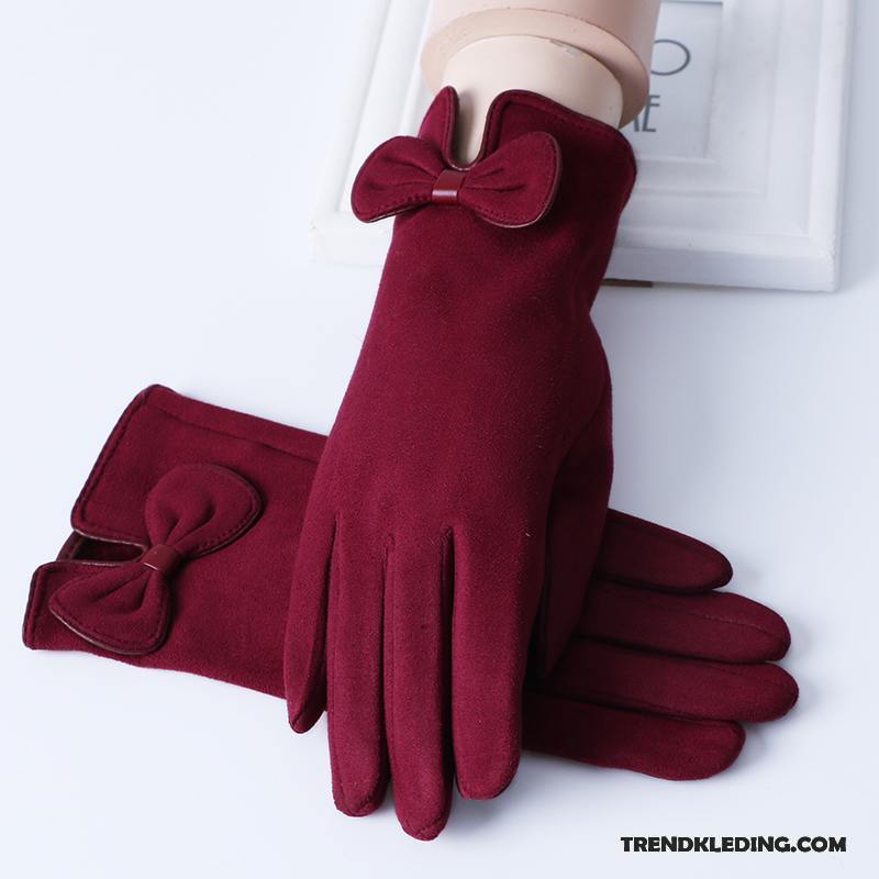 Handschoenen Dames Herfst Touchscreen Blijf Warm Schattig Winter Student Effen Kleur Grijs