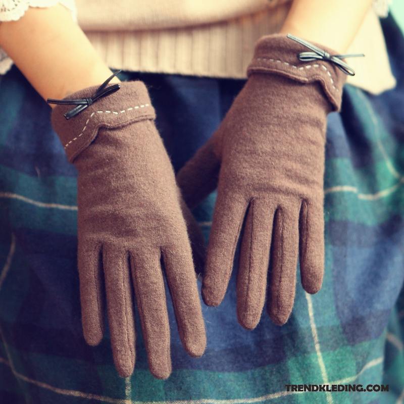 Handschoenen Dames Herfst Verdikken Blijf Warm Winter Pluche Autorijden Rood