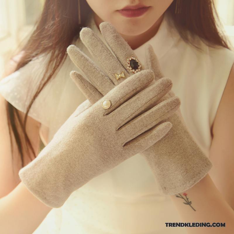 Handschoenen Dames Herfst Winter Autorijden Touchscreen Mode Verdikken Purper