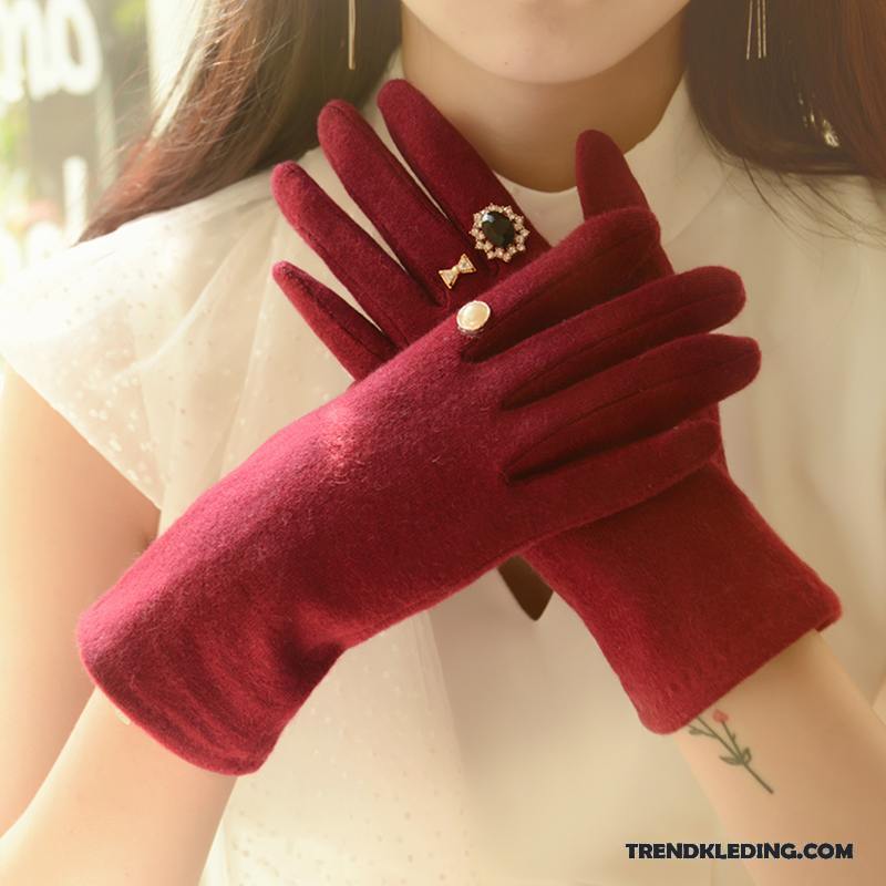 Handschoenen Dames Herfst Winter Autorijden Touchscreen Mode Verdikken Purper
