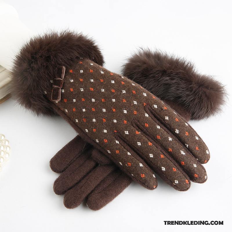 Handschoenen Dames Mode Doek Blijf Warm Wol Herfst Winter Donkerblauw