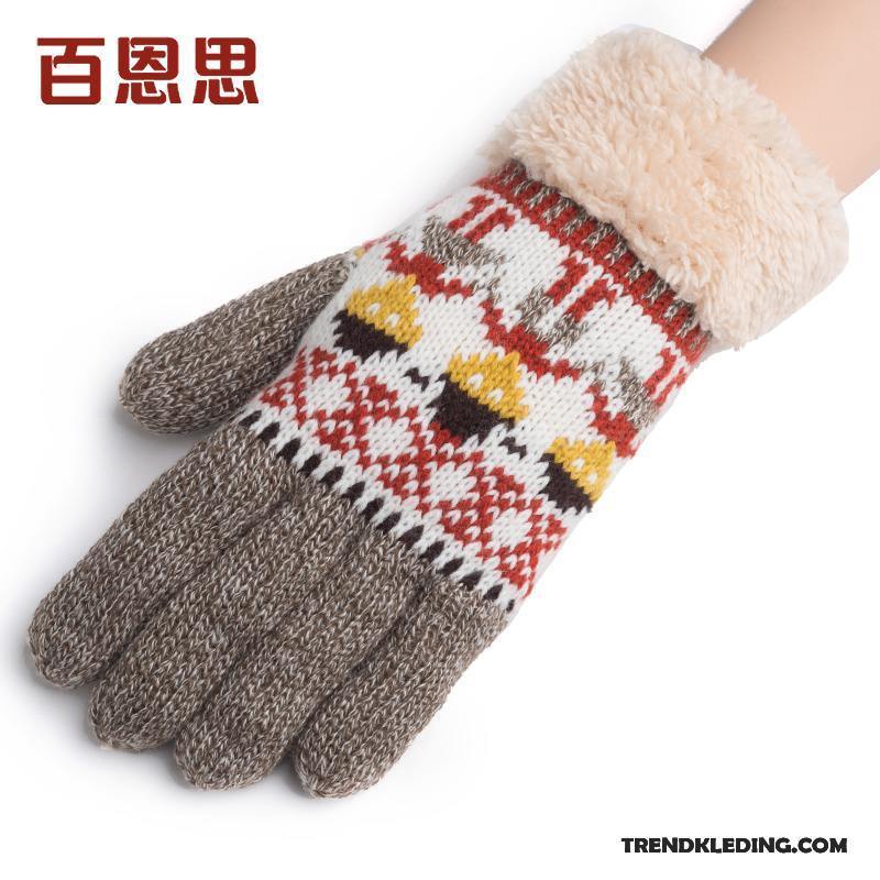 Handschoenen Dames Pluche Wollen Autorijden Blijf Warm Student Winter Rood