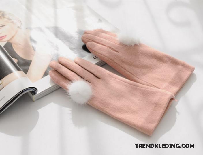 Handschoenen Dames Pompom Schattig Blijf Warm Winter Pluche Kasjmier