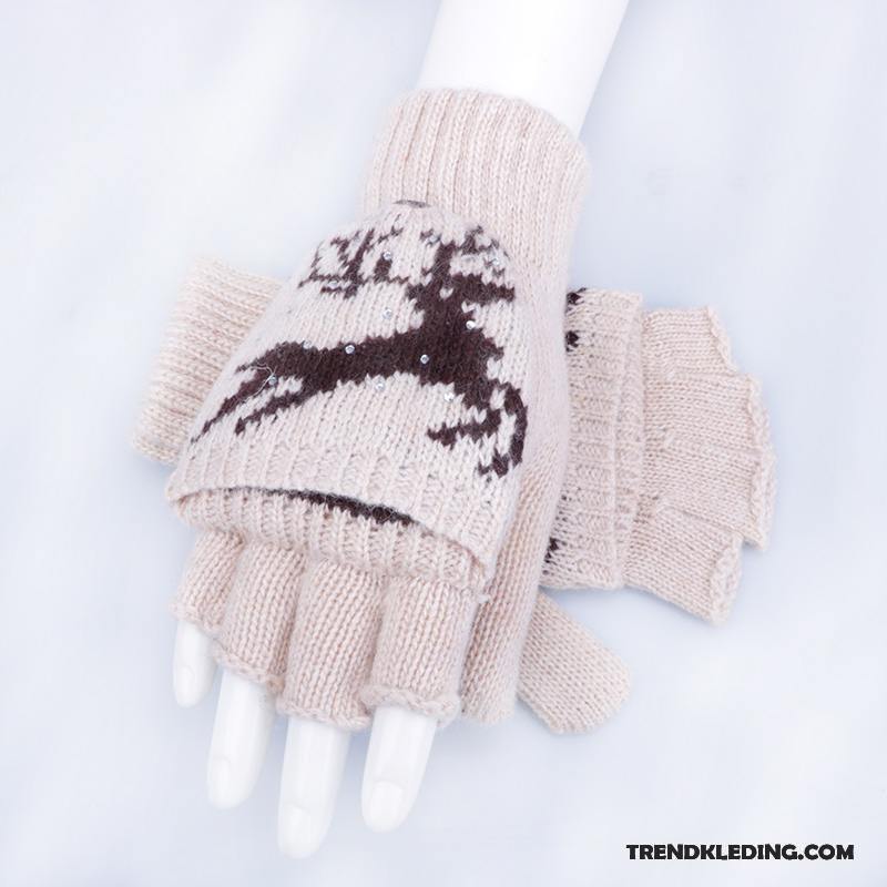 Handschoenen Dames Student Schattig Blijf Warm Breien Herfst Wollen Grijs